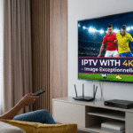 service IPTV with 4K sur une grande TV.